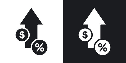 Increase rate icons in solid black and white collection
