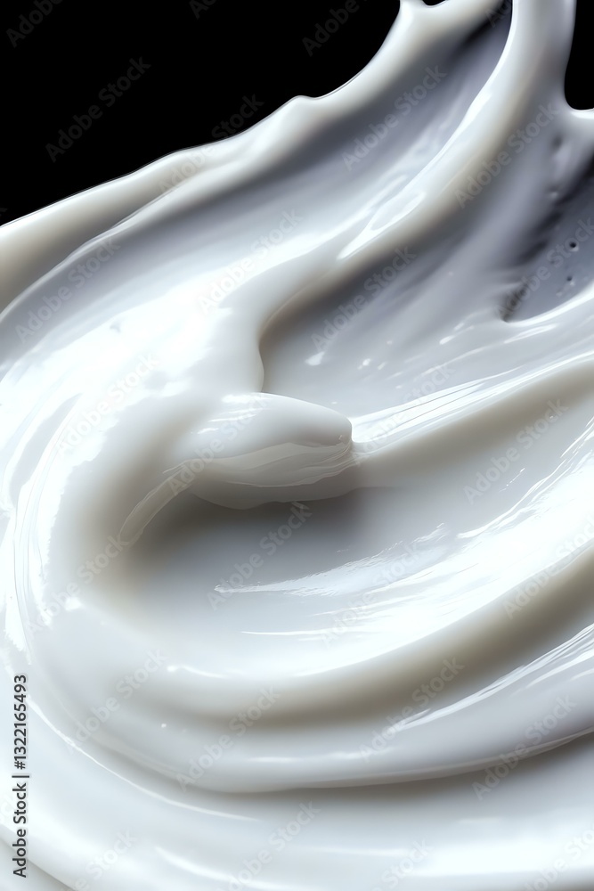 Poster smooth swirling white cream texture with glossy surface and soft curves creating elegant abstract pa