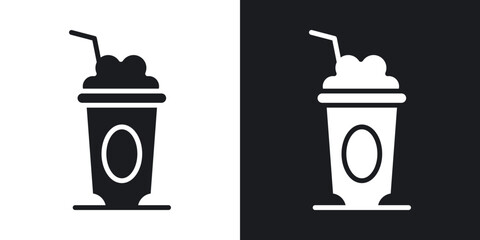 Frappuccino icons in solid black and white collection