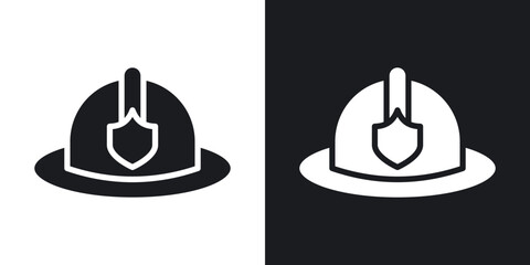 Firefighter hat icons in solid black and white collection