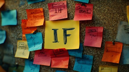 Visually Striking Representation of the Conditional Concept 'IF' on Multicolored Sticky Notes for Language Learning