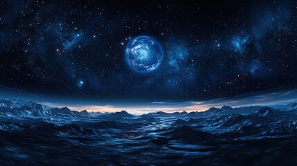 360 degree space background in a 3D cartoon rendering featuring a starry night sky panorama equirectangular projection and HDRI spherical environment map