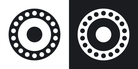 Car bearing icons in solid black and white collection