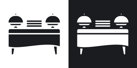 Buffet icons in solid black and white collection