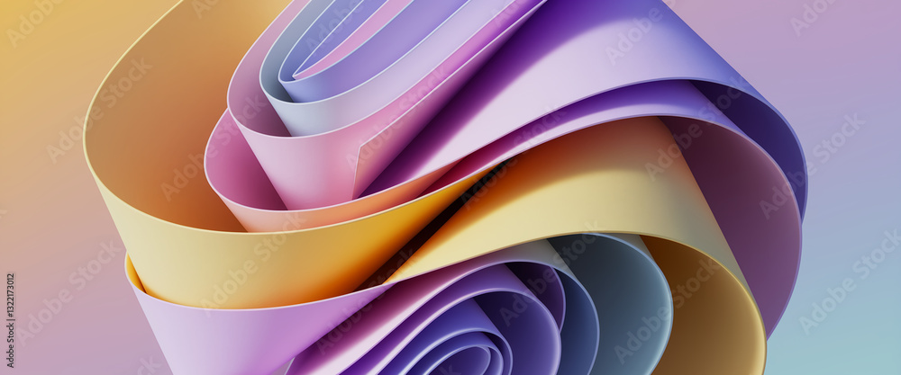 Aufkleber abstract image of pastel-colored paper swirls creating a dynamic, three-dimensional composition show