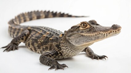 Fototapeta premium Chinese Crocodile in full view on white studio background