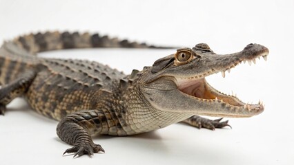 Naklejka premium Chinese Crocodile in full view on white studio background