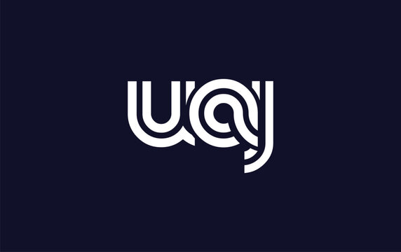 UAJ Creative Unique Modern Letter Logo Design. Stylized logo featuring a unique letter design, presenting abstract minimalist aesthetics and modern appeal.