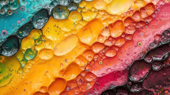 Abstraktes Gem&Atilde;&curren;lde mit intensiver Farbe - 3D Effekt - Relief Struktur Textur - Regenbogenfarben