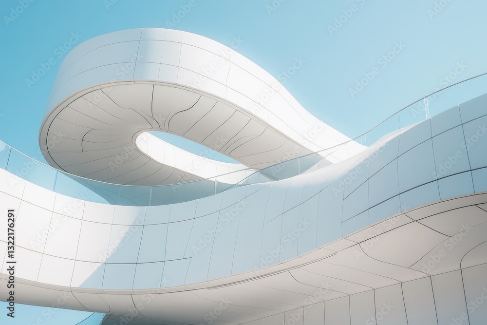 Poster modern architecture's flowing white curves create a visually stunning and innovative design.