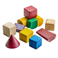 Isolated Wooden Shapes Collection on White Background for Design and Education