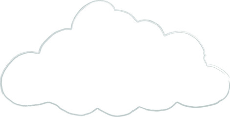 Fluffy gray cloud outline hand drawing.