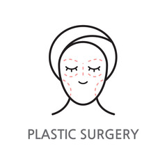 10.PLASTIC SURGERY.Plastic surgery, face surgery, icon. Edible plastic surgery, face, line illustration icon on white background. EPS, PNG, JPG