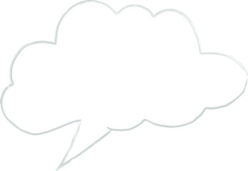 Speech bubble drawing hand.