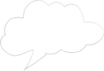 Speech bubble drawing hand.