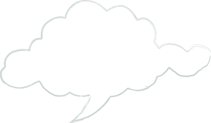 Speech bubble drawing hand.