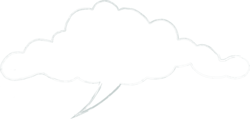 Speech bubble drawing hand.