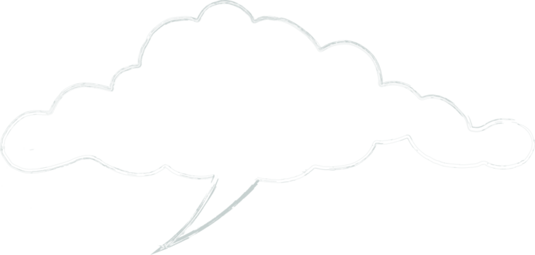 Speech bubble drawing hand.