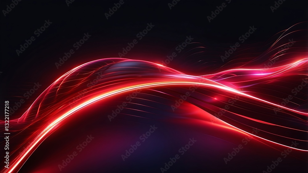 Poster abstract 3d render red speed neon light trail background. generative ai.
