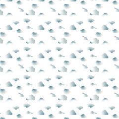 The image showcases a seamless pattern of small, fluffy white clouds with a subtle gradient effect, set against a deep black background. The contrast between the light clouds and the dark backdrop cre
