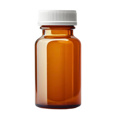Isolated Pharmacy Medicine Bottle with Capsules and Pills on White Background, empty, mockup, brown, transparent