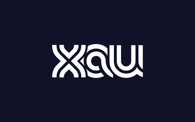 XAU Creative Unique Modern Letter Logo Design. Stylized logo featuring a unique letter design, presenting abstract minimalist aesthetics and modern appeal.