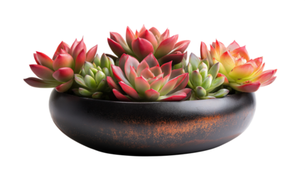 echeveria plants  in pot isolated on white background , transparent png 