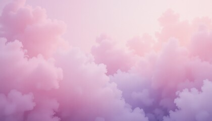 Fototapeta premium A Serene Dreamscape Of Soft Pink And Purple Clouds, A Peaceful Aerial View Of Gentle Hues At Sunset