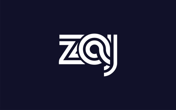 ZAJ Creative Unique Modern Letter Logo Design. Stylized logo featuring a unique letter design, presenting abstract minimalist aesthetics and modern appeal.