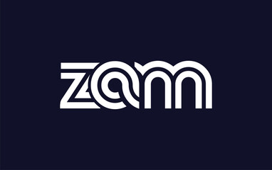 ZAM Creative Unique Modern Letter Logo Design. Stylized logo featuring a unique letter design, presenting abstract minimalist aesthetics and modern appeal.