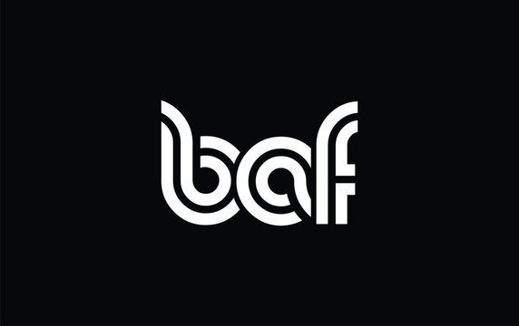 BAF Creative Unique Modern Letter Logo Design. Stylized logo featuring a unique letter design, presenting abstract minimalist aesthetics and modern appeal.