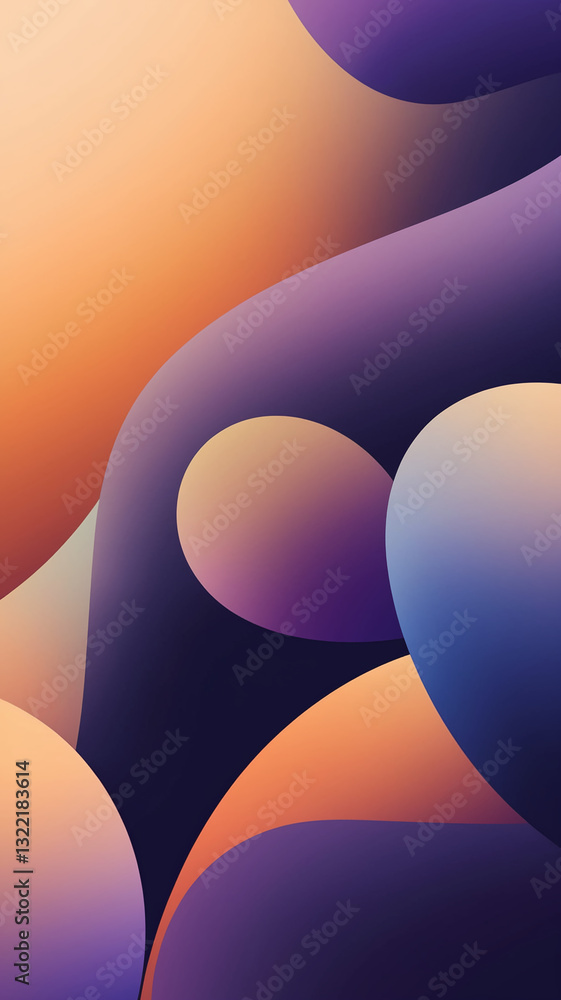 Aufkleber abstract image with overlapping gradient shapes in orange, purple, and blue hues, creating a smooth,