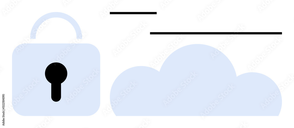 Poster padlock symbolizing security alongside a cloud, representing safe digital storage. ideal for cyberse