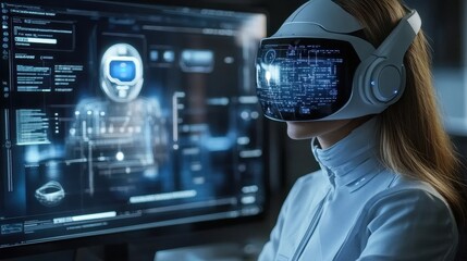 Virtual reality experience technology lab digital interface futuristic environment close-up view innovation insights