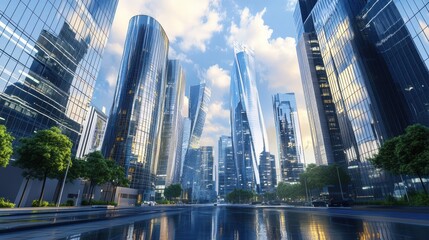 a business district daylight in an occidental and modern city