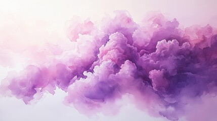 Fototapeta premium A purple and pink watercolor painting of a cloud. The painting is full of color and has a dreamy, ethereal quality. The colors seem to blend together seamlessly, creating a sense of movement