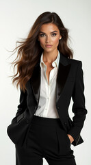 Elegant Businesswoman in Classic Black Suit