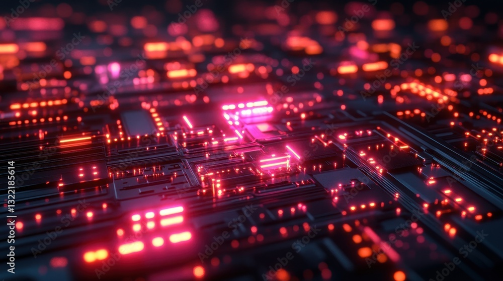 Aufkleber illuminated circuitry action digital realm abstract art high-tech environment aerial view innovation