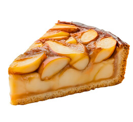 Delicious Homemade Pear Tart Slice on White Background for Autumn Holiday Desserts