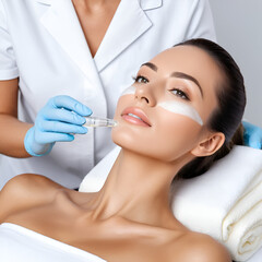 Fototapeta premium Esthetician applies peptide serum for anti-aging treatment