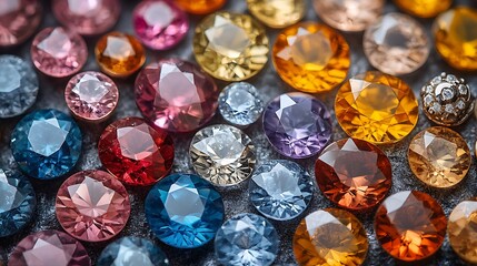 A shimmering selection of multicolored gemstones reflecting radiant light and fine details