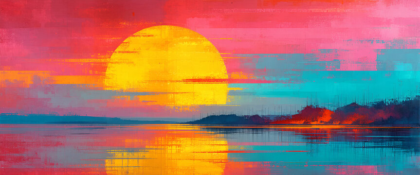illustrazione di paesaggio dai colori accesi