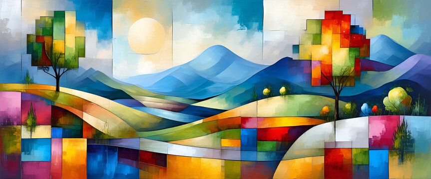 illustrazione di paesaggio dai colori accesi