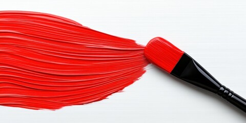 Vibrant red splash of oil on a white canvas. Rich, glossy texture.