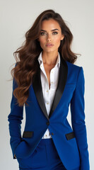 Sophisticated Woman in Striking Blue Business Suit