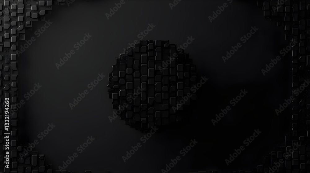 Aufkleber dark texture abstract circle background - black design
