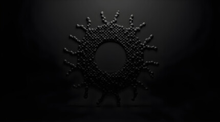 Dark Black Spiky Geometric Cube Ring Abstract Minimalist 3D Render Texture Pattern Background Modern Low Poly Polygon Design Stock Photo Art