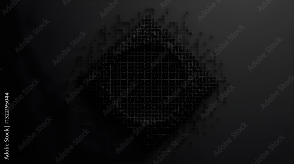Aufkleber dark moody abstract pixelated square grid - low poly digital art futuristic technology background te