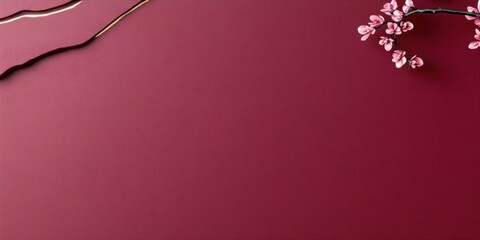 Opulent maroon oil painting with textured brushstrokes and subtle gold floral line art.