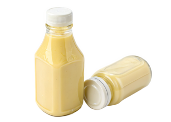 Bottled mayonnaise isolated on a transparent background.	